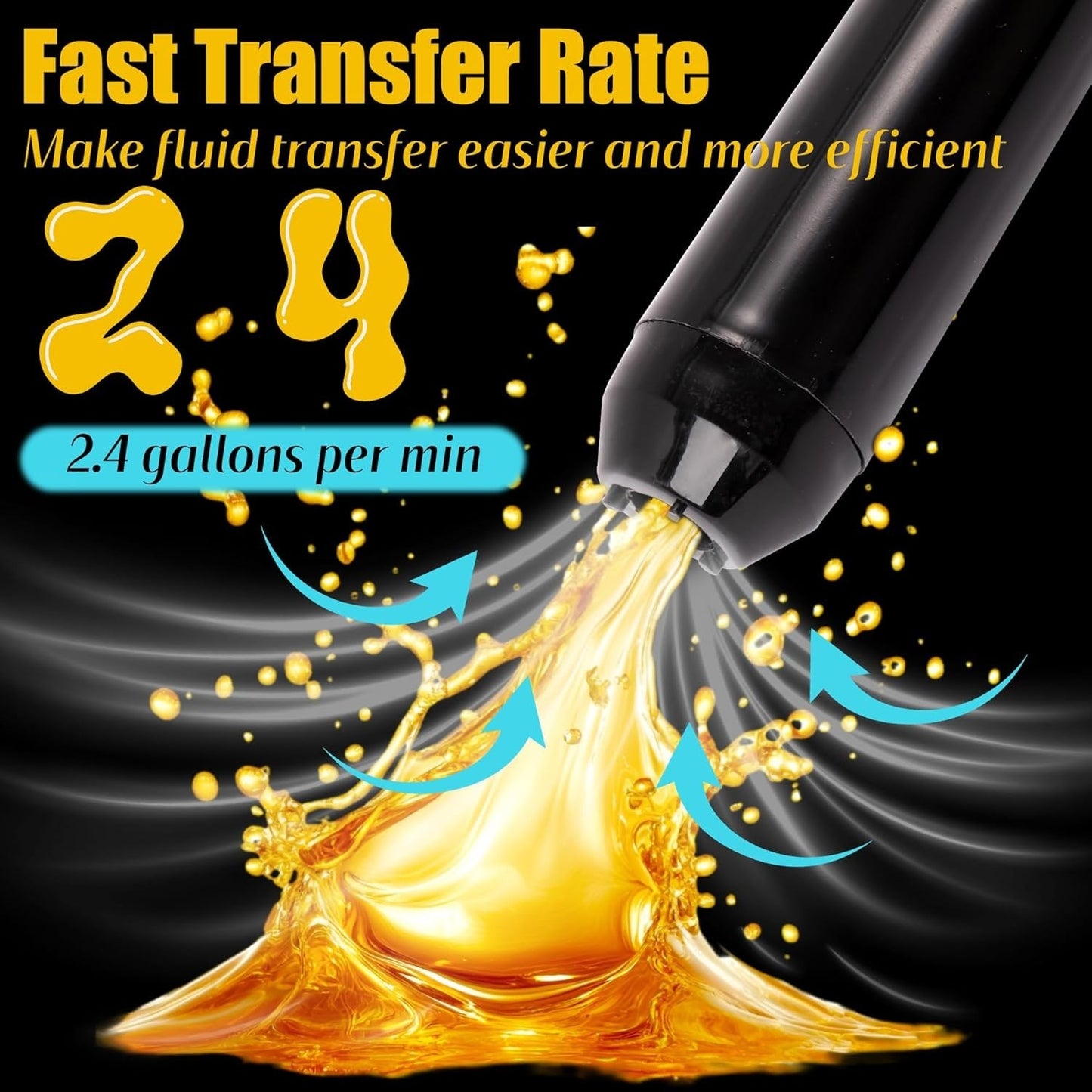 Liquid Transfer Siphon Pump 2.4 GPM Battery Powered For Gasoline Oil Water Fuel