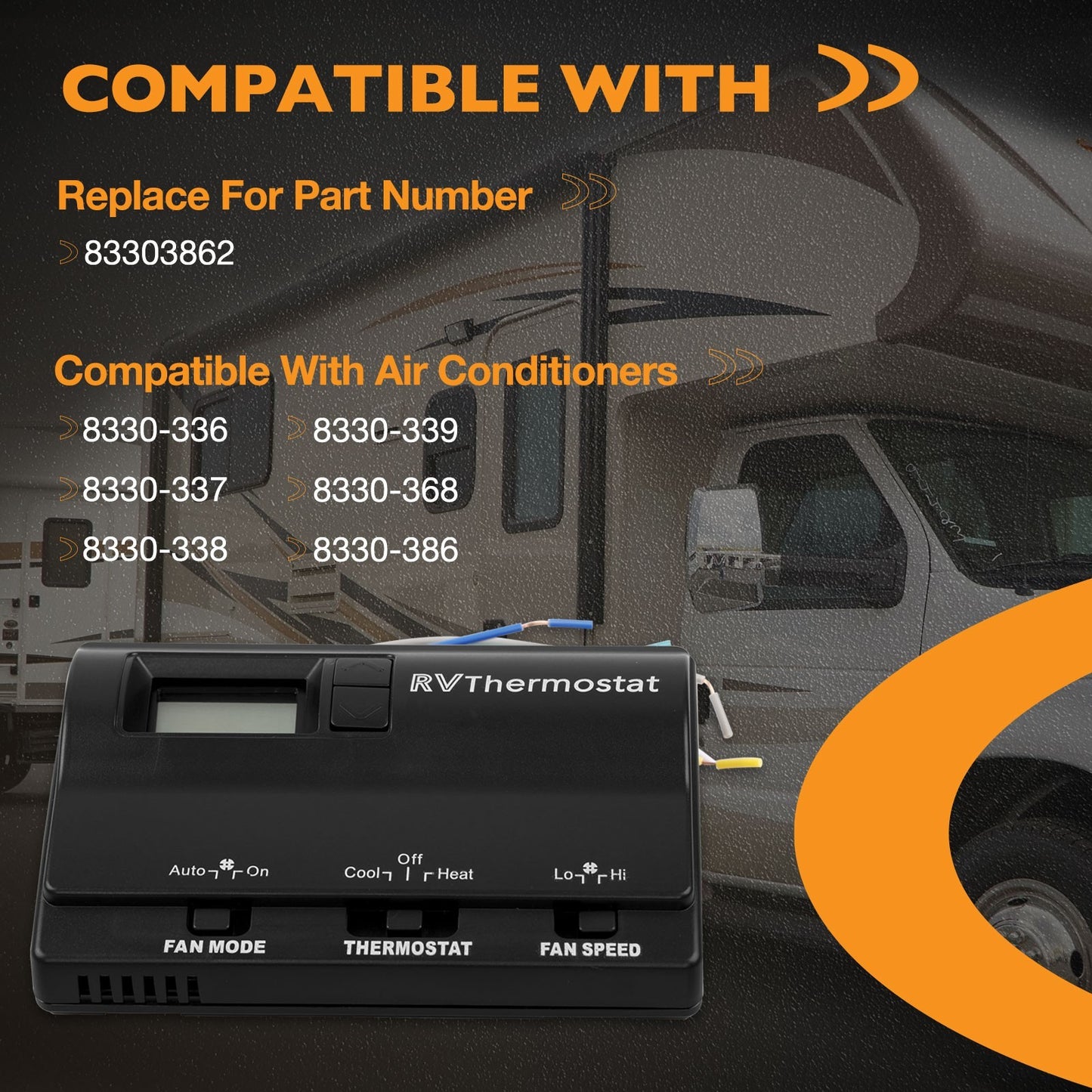 83303862 RV Digital Thermostat For Coleman Mach Air Conditioners 8330-337 Black