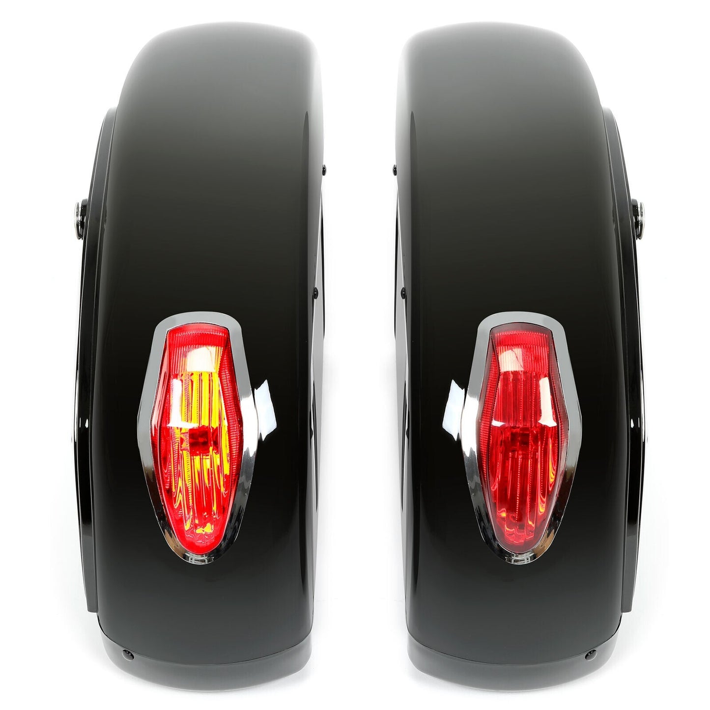 Solid Spare Universal Motorcycle Hard Saddlebag Luggage Bags w/Light For Honda Harley Yamaha