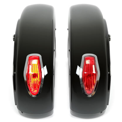 Solid Spare Universal Motorcycle Hard Saddlebag Luggage Bags w/Light For Honda Harley Yamaha
