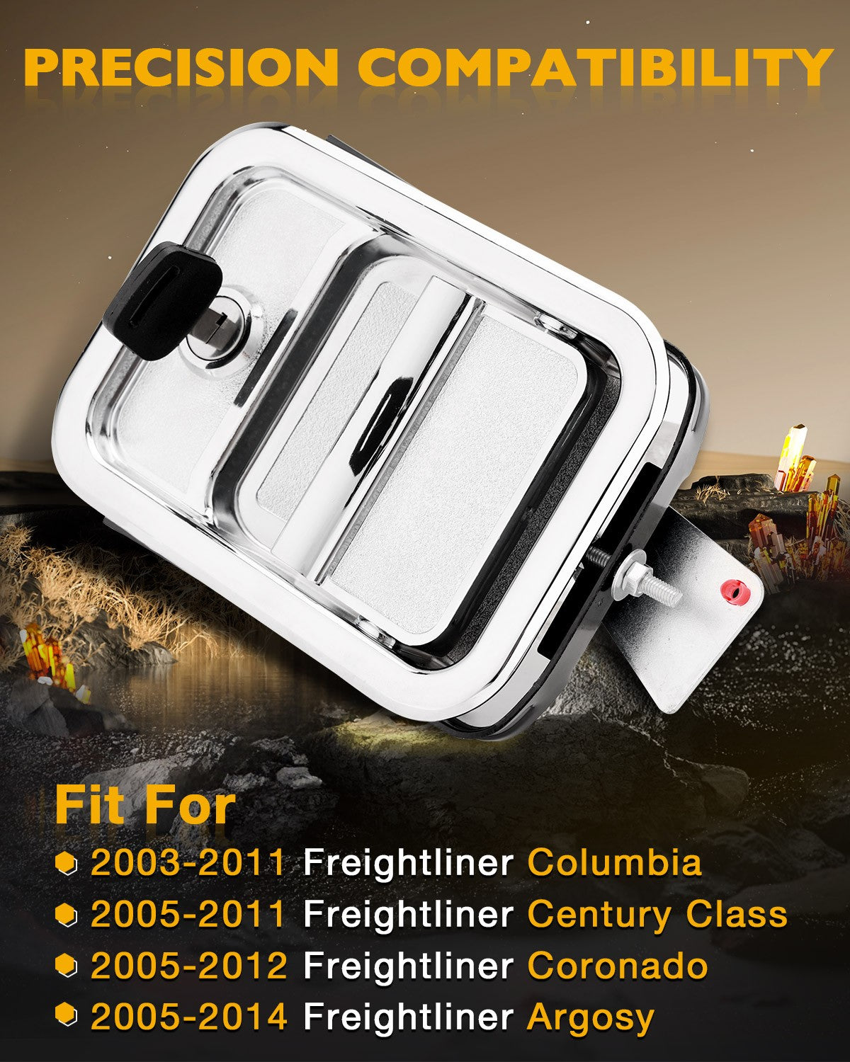 Front Left Exterior Door Handle w/ Lock Cylinder Fit 03-14 Freightliner Columbia