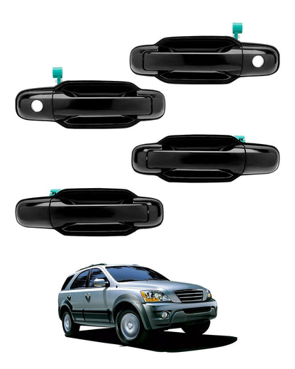 4Pcs Exterior Door Handle w/ Keyhole Set Front & Rear Side For 03-09 Kia Sorento