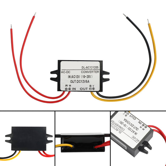 Solid Spare Waterproof Step Down Volt Converter AC12V To DC12V AC-DC Power Module 5A