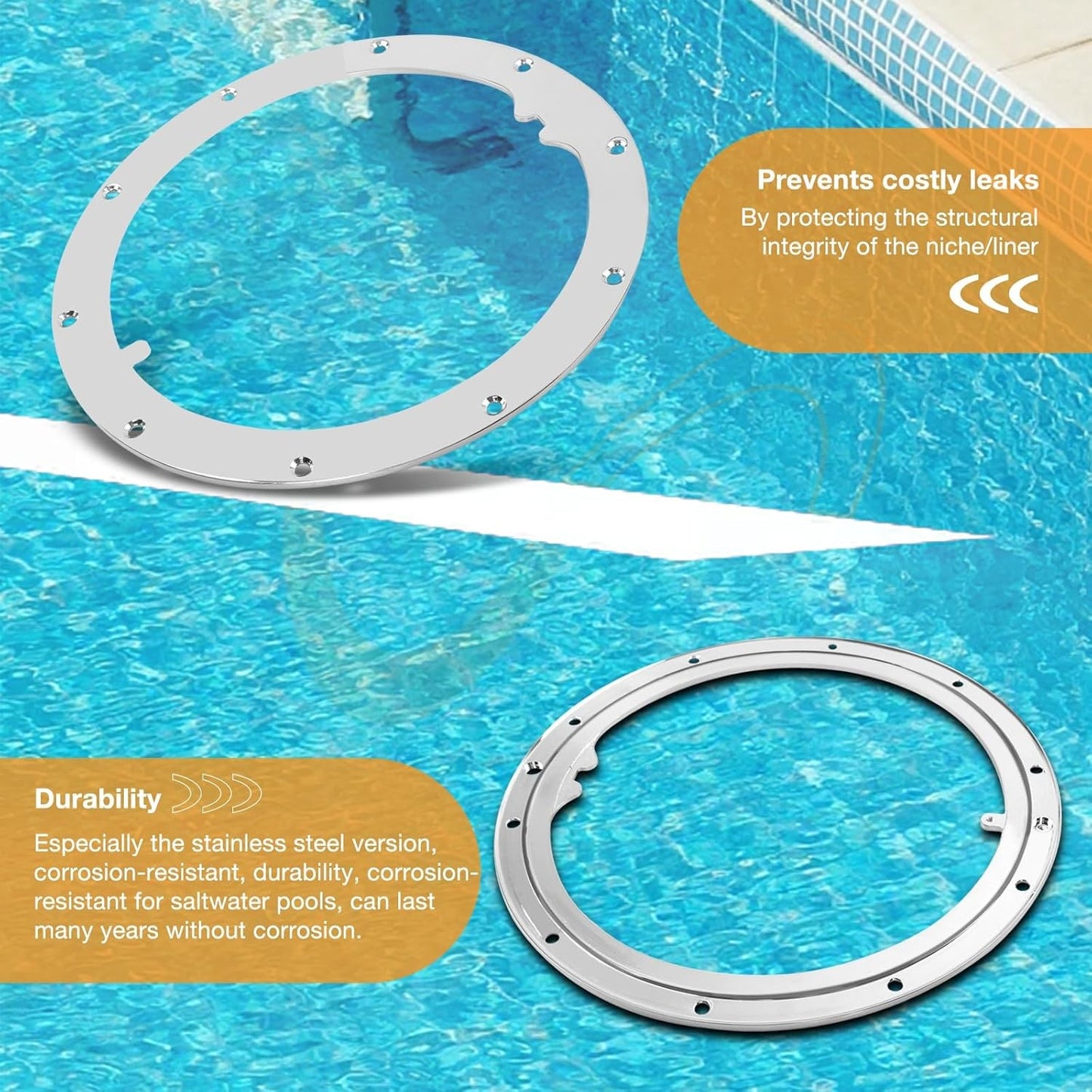 10-Hole Standard Liner Sealing Ring Stainless Steel For Pentair 10" Large Niches