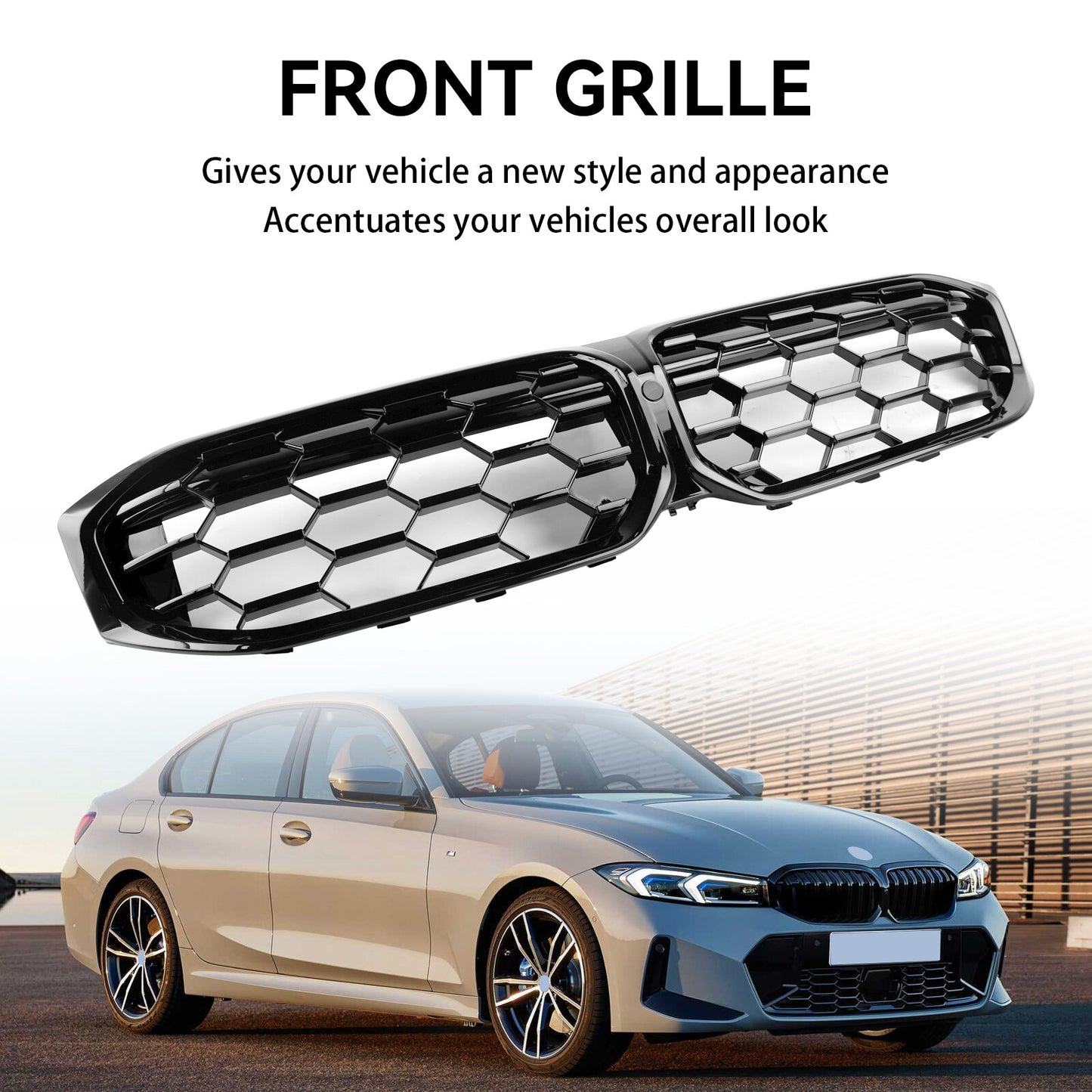Gloss Black Front Kidney Grill Grille fit BMW G20 320i 330i M340i 2023-2024