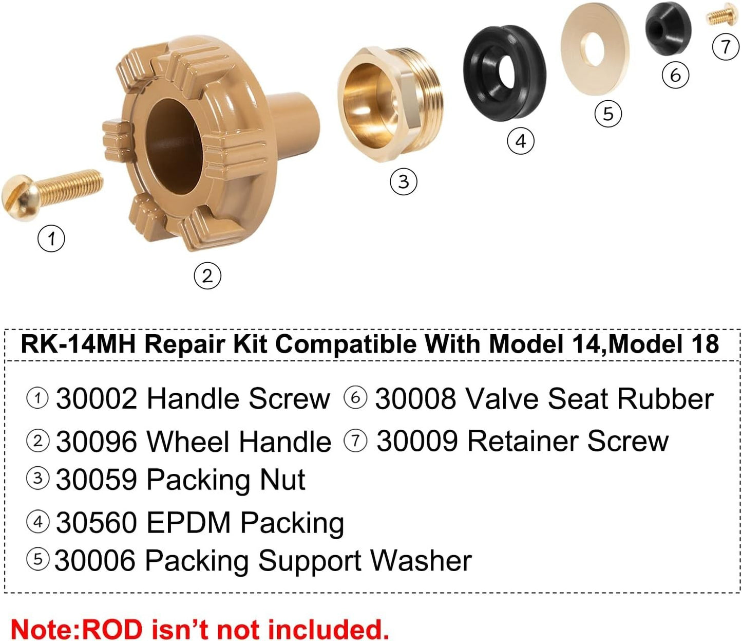 RK-14MH Repair Kit Metal Handle For Woodford 14/18 Models Outside Faucet