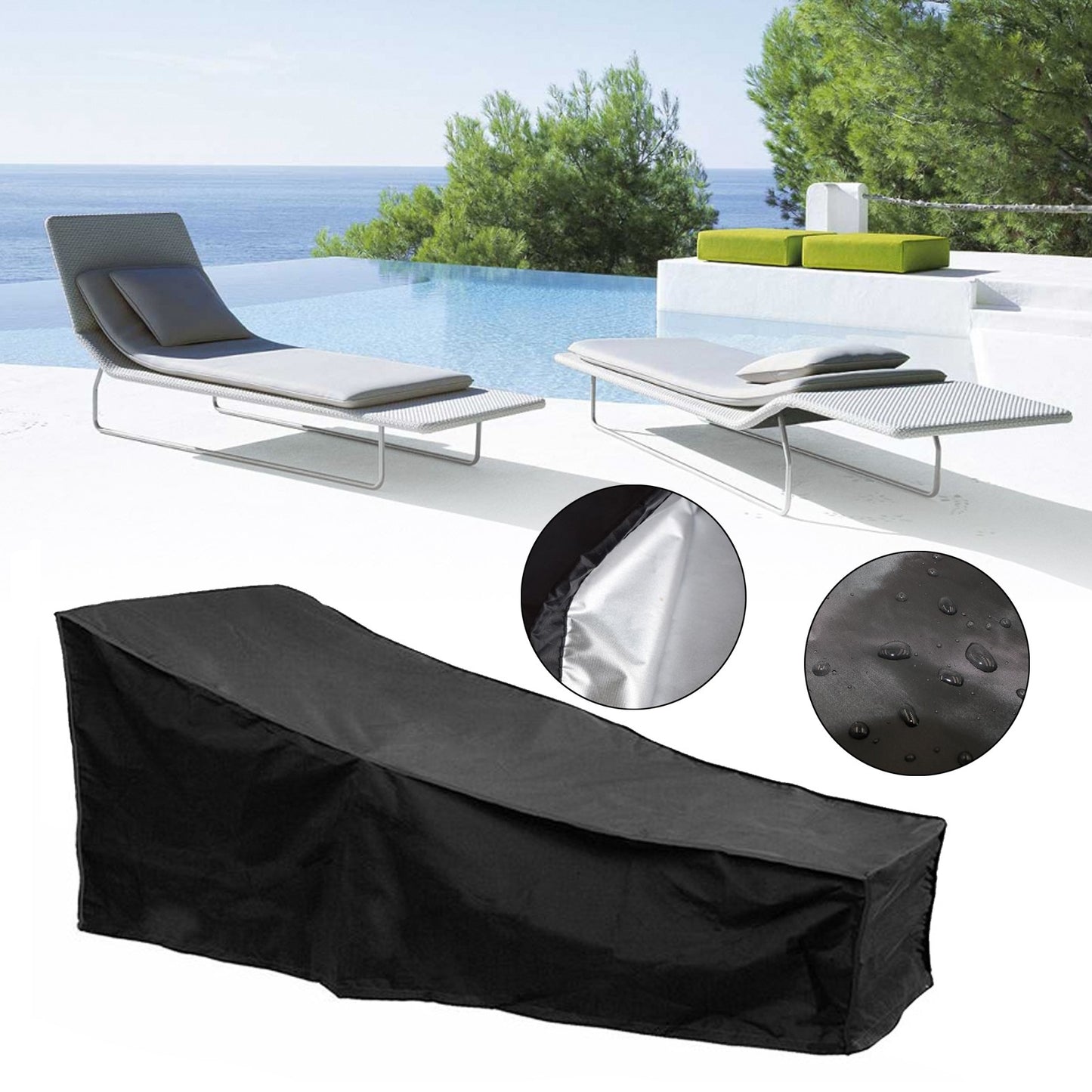 Waterproof Sun Lounge Chair Dust Oxford Outdoor Garden Patio Furniture Cover,