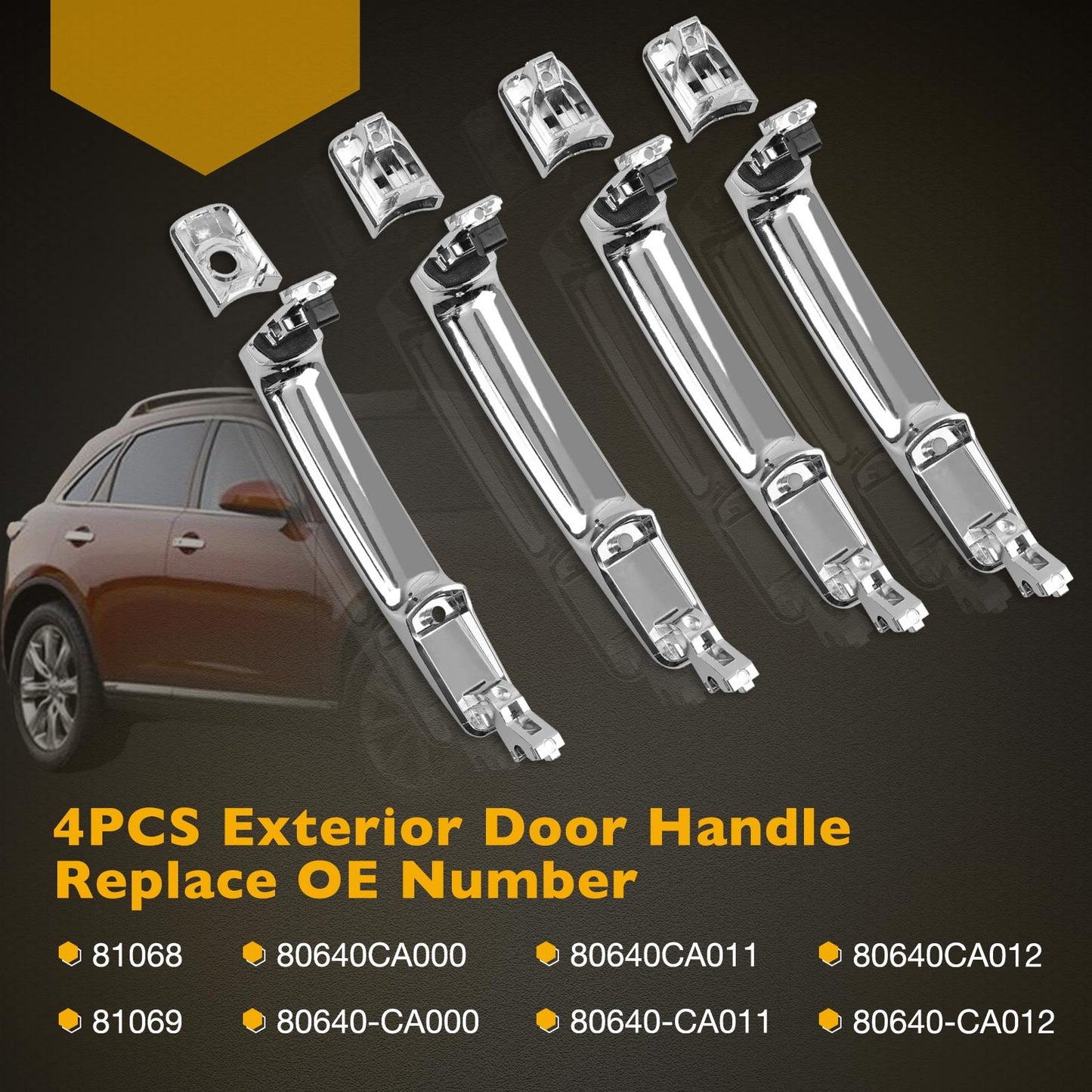 4X Exterior Door Handles Front & Rear LH RH For 03-15 Nissan Rogue Infiniti FX35