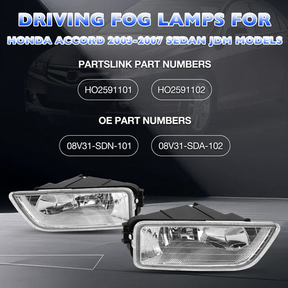 Fog Light Lamps Assembly For Honda Accord 2003-2007 Sedan w/ Bulbs & Harness Kit
