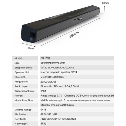 BT Surround Sound Bar 4 Speaker System Wireless Subwoofer TV Home Theater&Remote