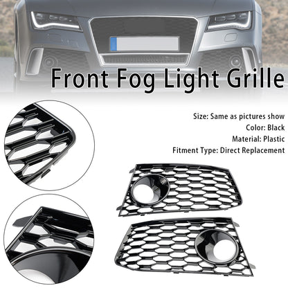 Pair Front Bumper Fog Light Lamp Frame Grille Covers Fit Audi RS7 2014-2018*