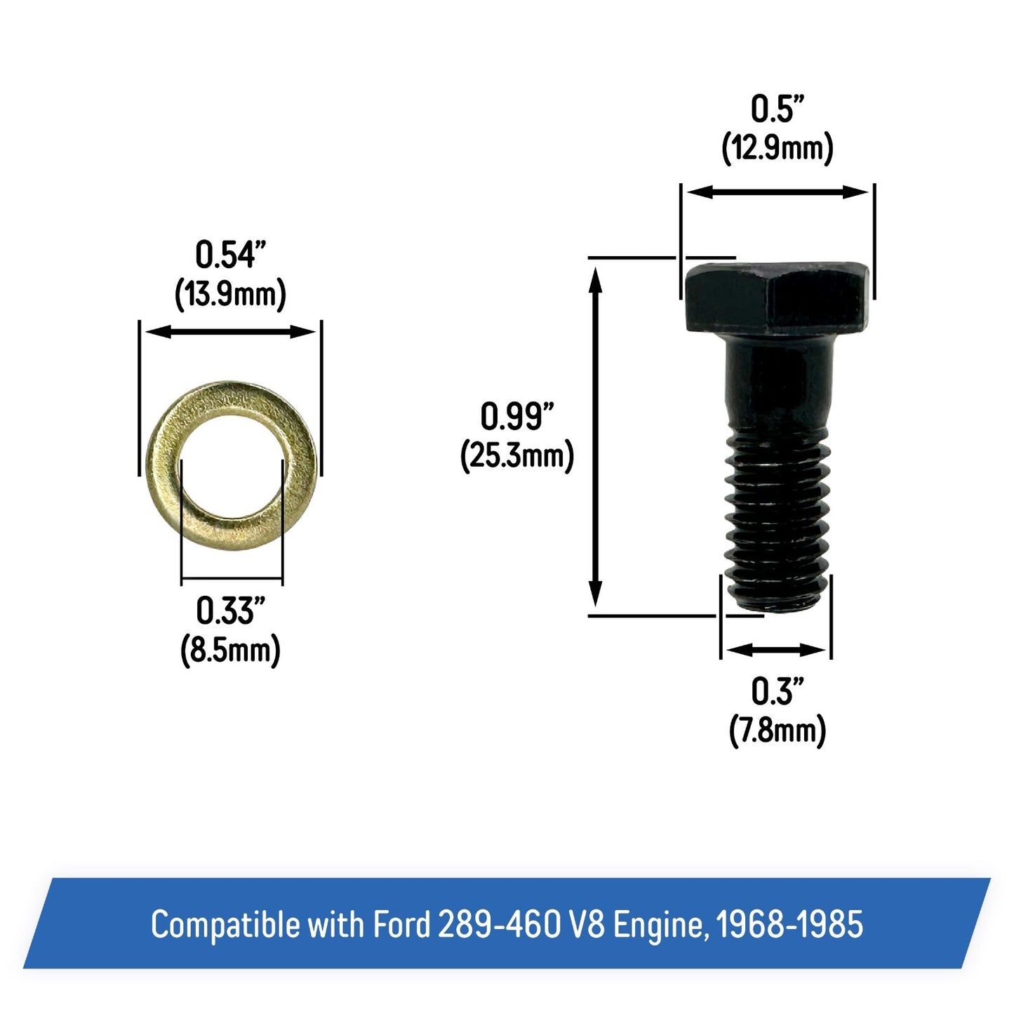 Pressure Plate Bolt Kit for Ford 289-460 V8 Engine, 1968-85 - 150-2201 (6pk)