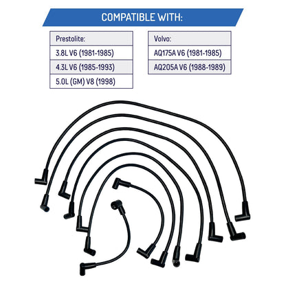 Spark Plug Wire Set for Volvo Penta 3.8L, 4.3L V6 - 813720A11, 503750, 3888325