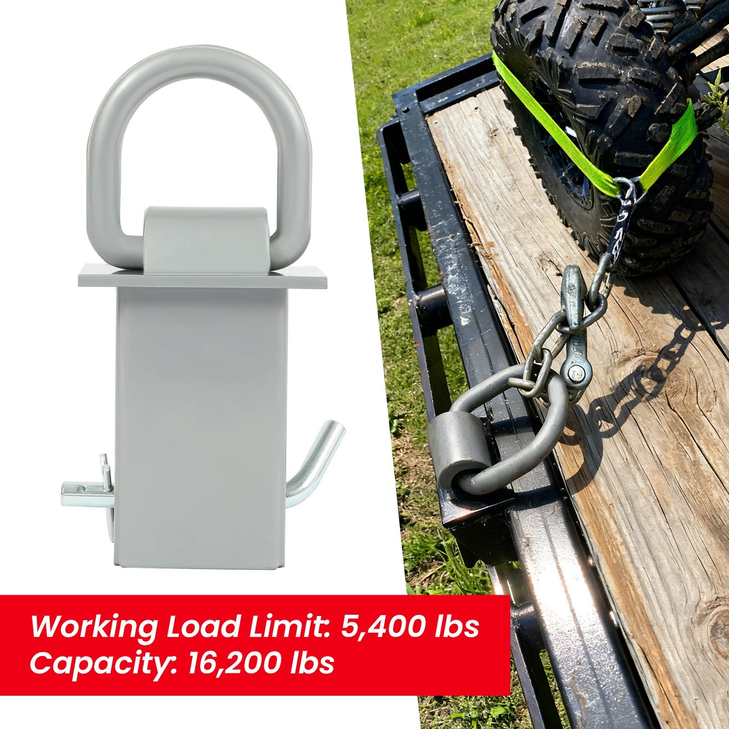Solid Spare 8 Heavy Duty Trailer Stake Pocket D Ring 5400Lbs Load Limit For Standard 2"x4"