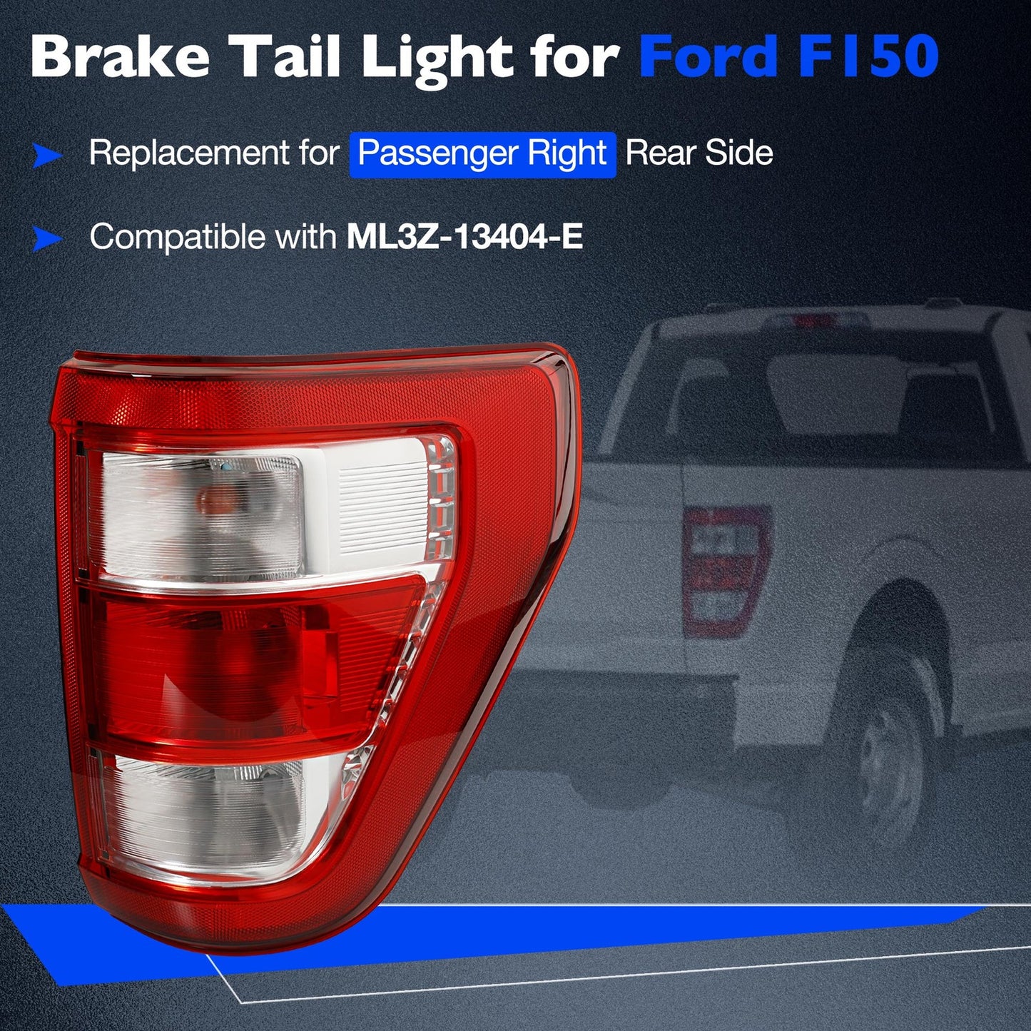 Rear Right Side Halogen Tail Light Lamp Assy For 21-23 Ford F-150 XL ML3Z13404E
