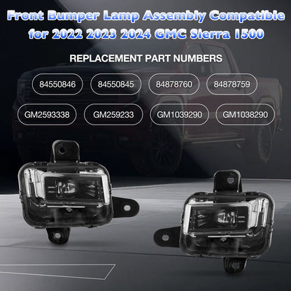 LED Fog Light Lamp w/ Switch Relay Wire Bezel Kit For 2022-2025 GMC Sierra 1500