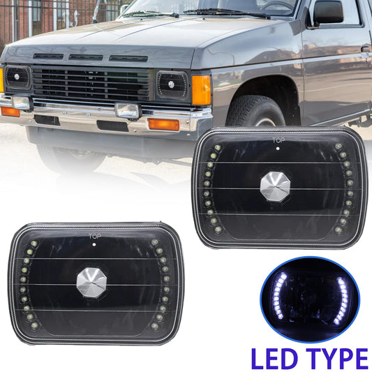 LED Headlights 5x7" 7x6" Inch H4 HB2 9003 For 1989-1997 Nissan Pickup 1983-1988