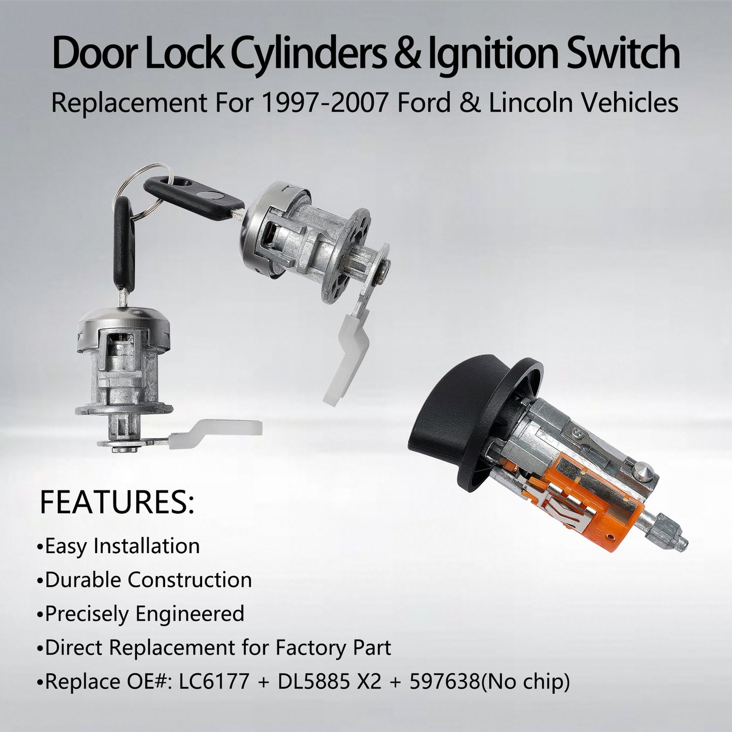 Ignition Switch & Door Lock Cylinder w/ Keys For 97-07 Ford F150/250 Super Duty