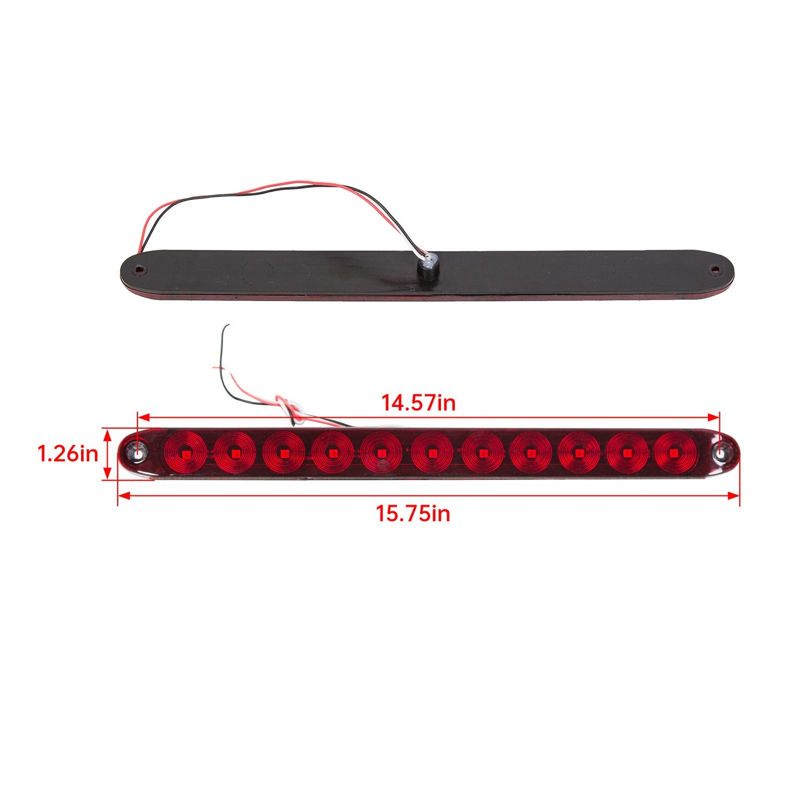 Solid Spare 4PCS 16" Red Truck Trailer Light Bar 11 LED Stop Turn Tail Brake Lights Strip