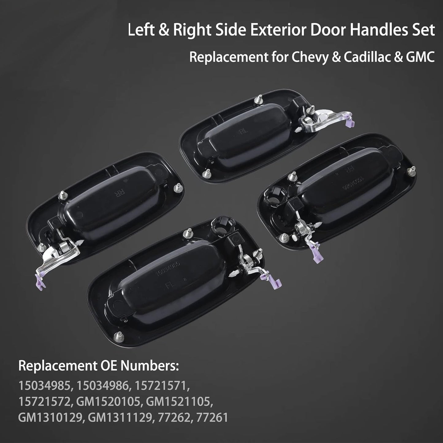 4Pcs Exterior Door Handles Fit 99-07 Chevy Silverado GMC Yukon Cadillac 15721571