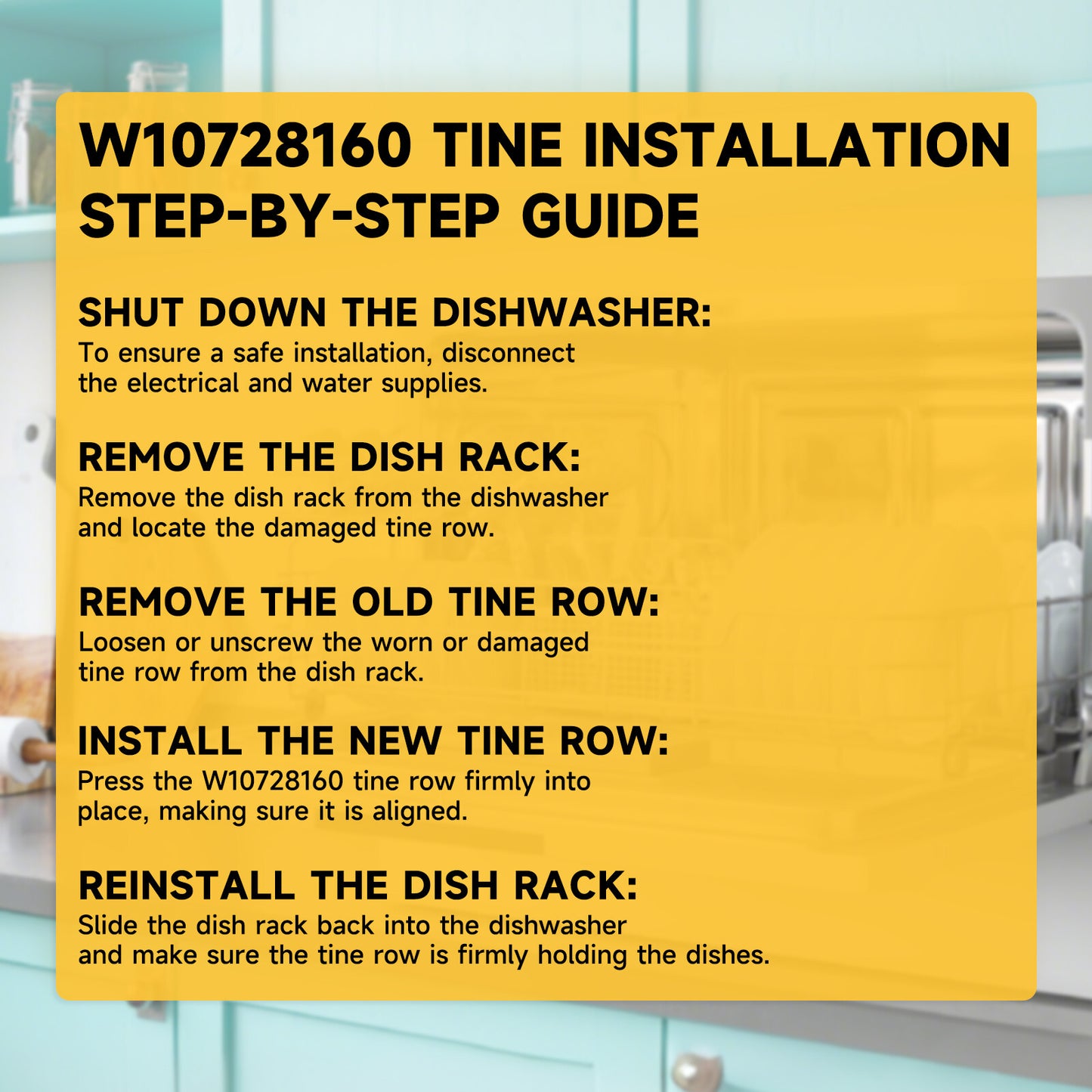 Repl AP5951430 WP8051250 Dishwasher Tine Row W10728160 For Kenmore/KA/Maytag