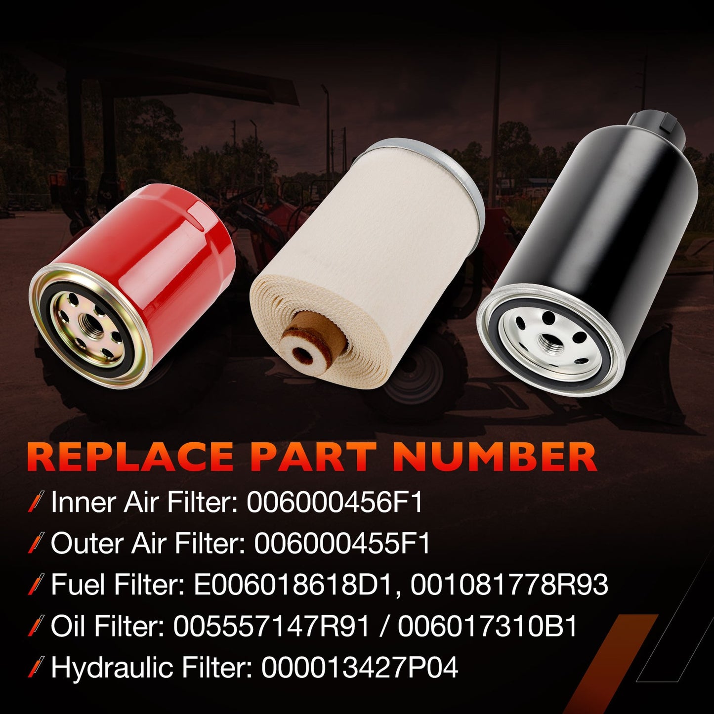 6Pack Air Oil Fuel Filter Kit For Mahindra 4540 4550 006000455F1 006000456F1
