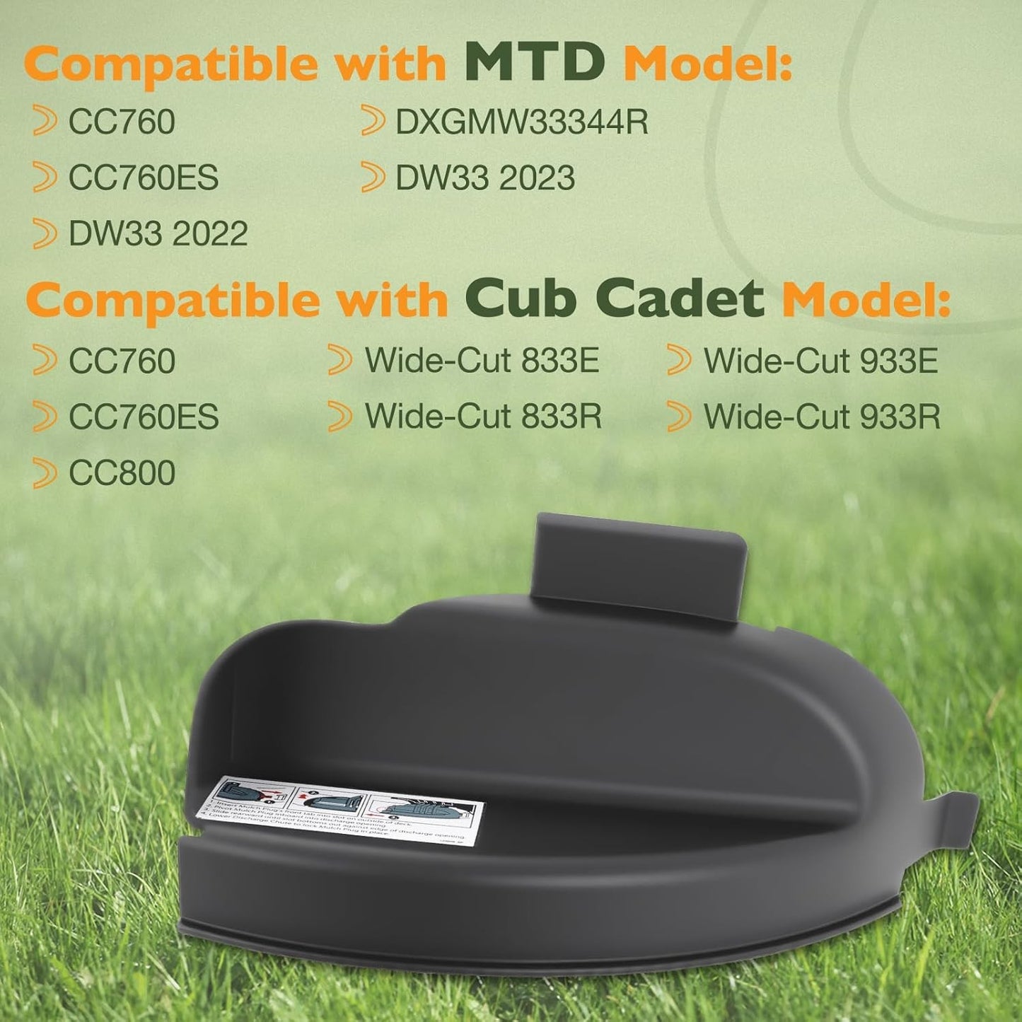 33" Mower Mulch Cover For MTD Cub Cadet CC760 CC760ES CC800 Mulch Plug 631-04252