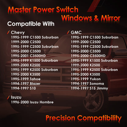 Master Power Window & Mirror Switch Control For Chevy GMC C/K 1500-3500 Tahoe