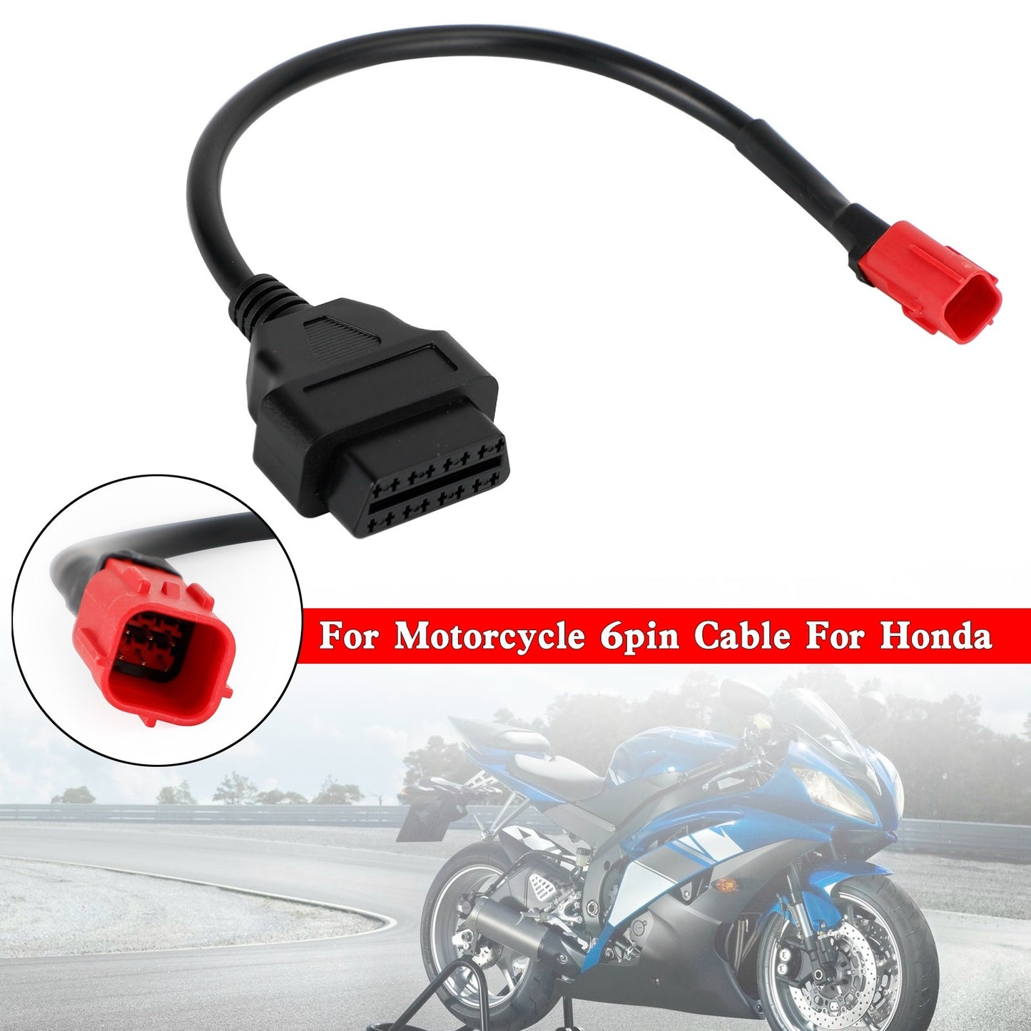 OBD2 Motorcycle Cable For Honda 6 Pin Plug Diagnostic Cable to 16 pin Adapter