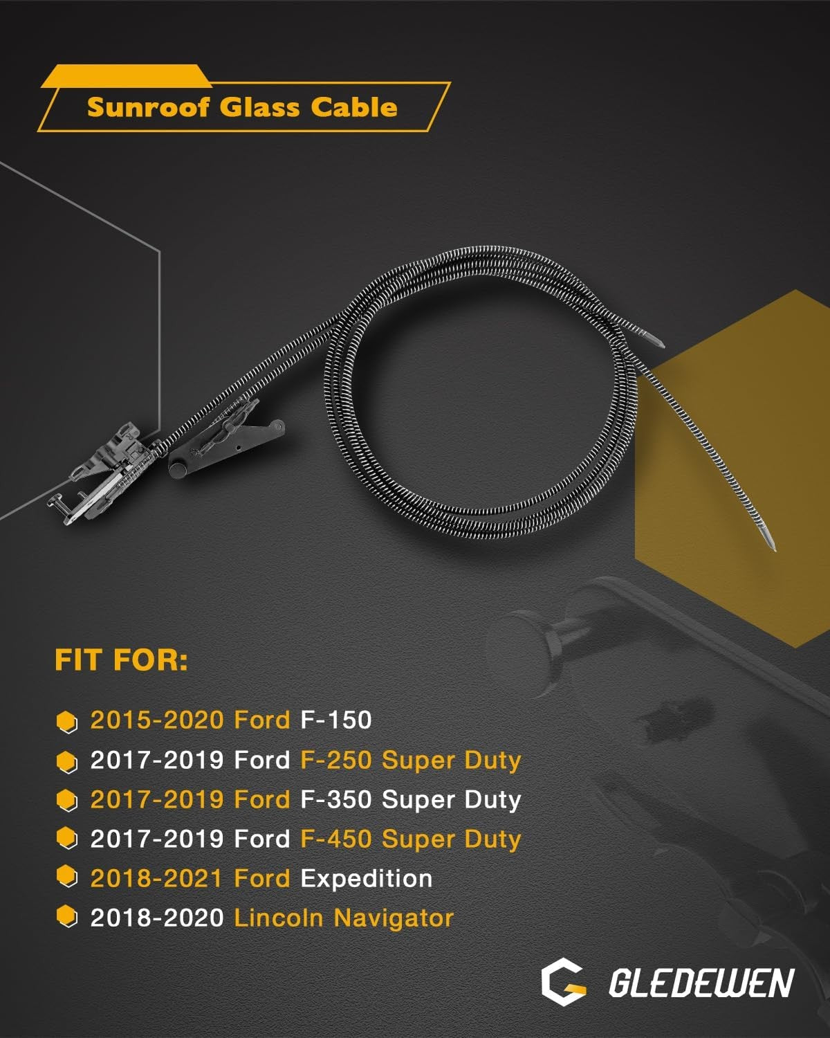 Crew Cab Sunroof Glass Cable For 15-20 Ford F-150 F-250 F-150 F-350 FL3Z16502C22