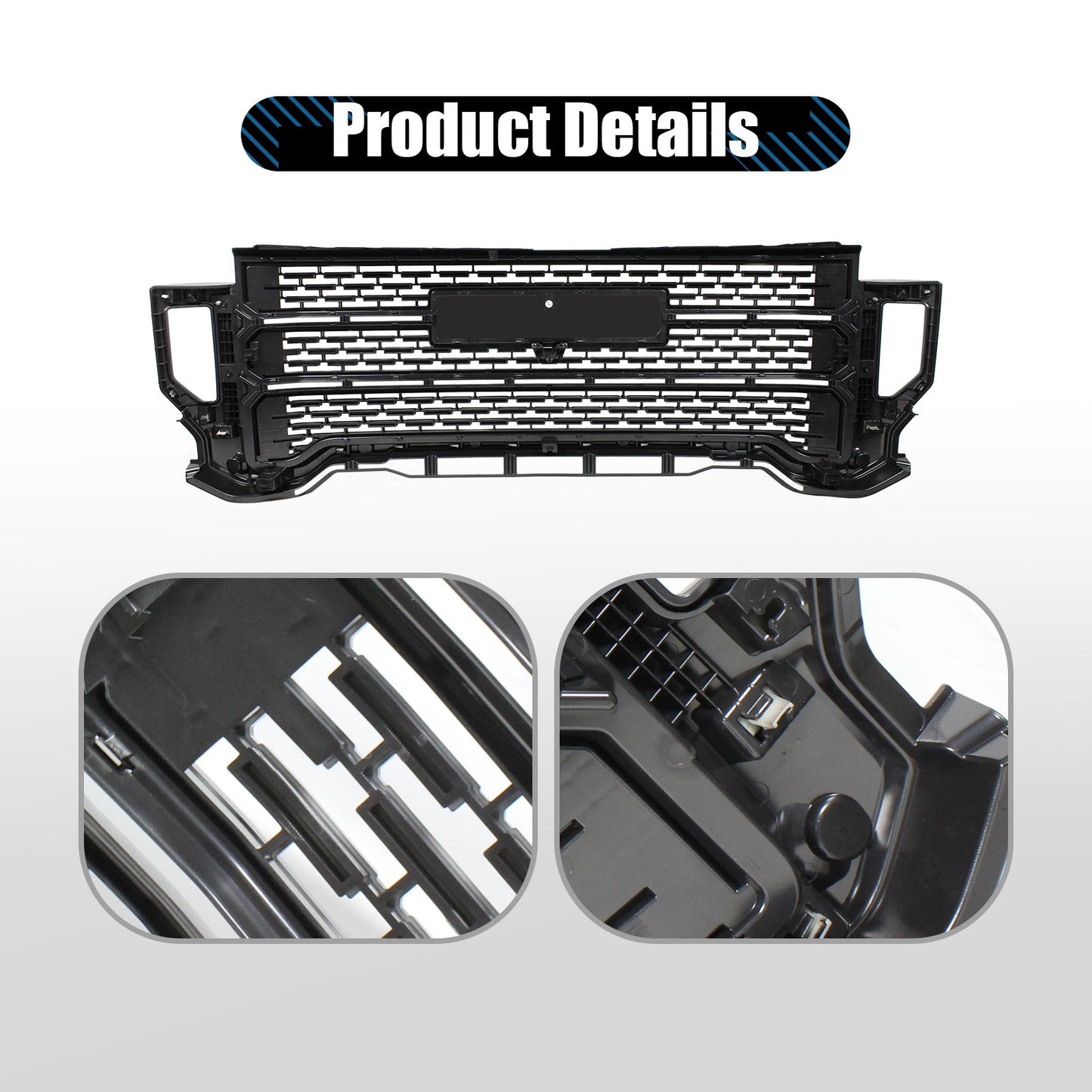 For GMC Sierra 2500 HD 3500 HD 2020-2023 Front Bumper Grille W/Camera Hole