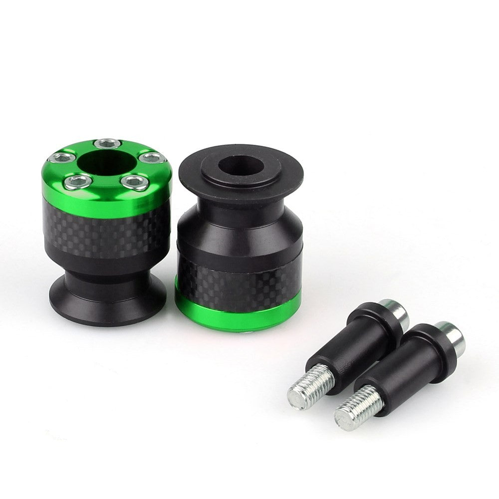 Universal Motorcycle CNC Carbon Fiber 10mm Swingarm Sliders Spools Green US Ship