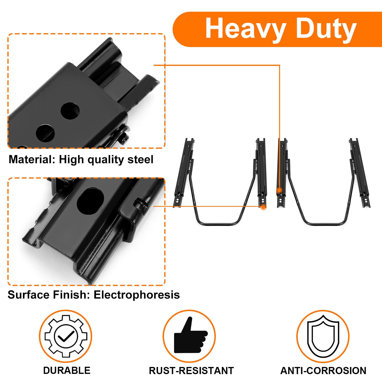Solid Spare 2pcs Universal Dual Lock Seat Sliders Rails Bracket Track Aessembly Adjustable