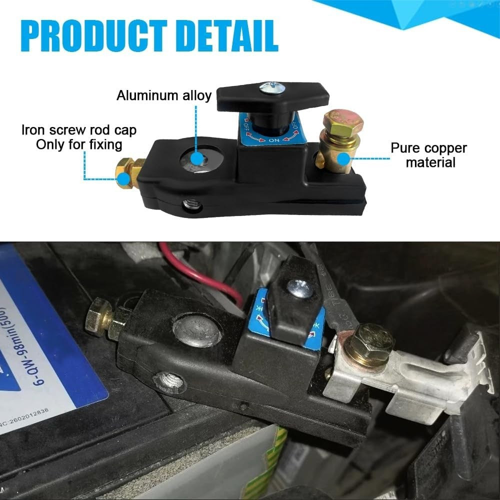 2pcs Car Battery Disconnect Isolator Cut Off Switch 12V / 24V Universal Terminal
