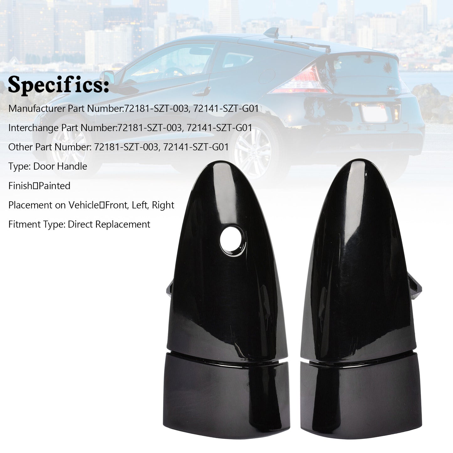 Pair Left & Right Outer Door Handles 72181-SZT-003 For Honda 2011-2015 CRZ CR-Z