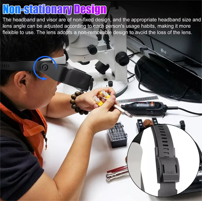 Jewelers Head Headband Magnifier 2 LED Illuminated Visor Magnifying Glasses Lens