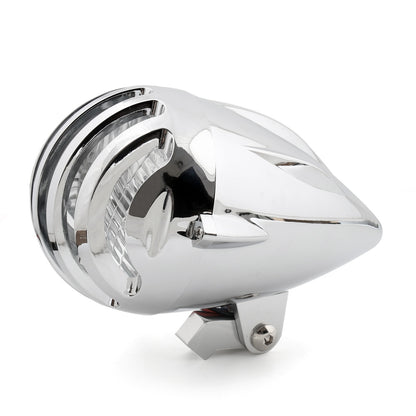 Motorcycle Chrome Bullet Headlight Lamp For Cafe Racer Bobber Chopper Custom