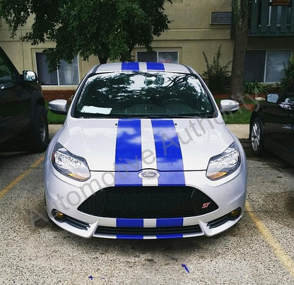 DUAL 7" VINYL RALLY STRIPES RACING STRIPE + INSTALL KIT For FORD FOCUS