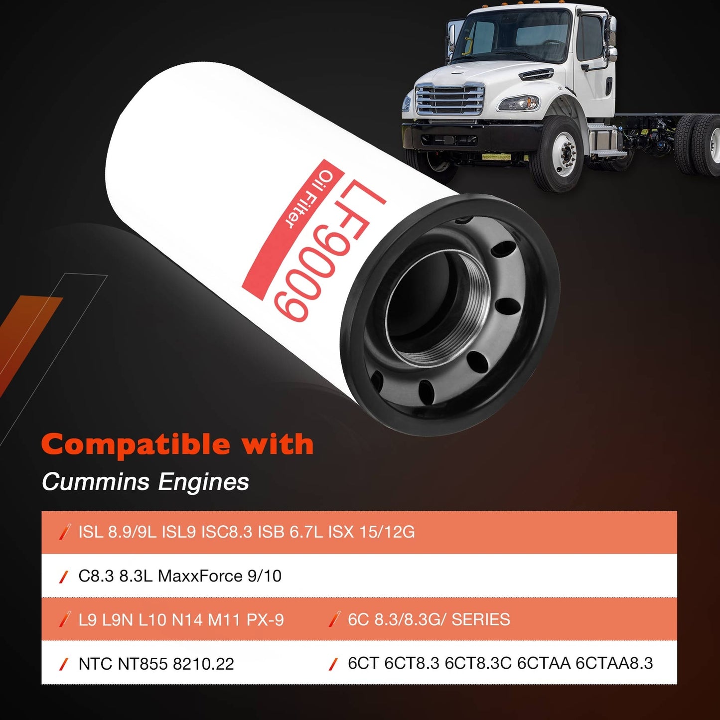 LF9009 Oil Lube Fuel Filter Fits For Fleetguard Cummins ISL ISL9 ISB PX-9 6CT