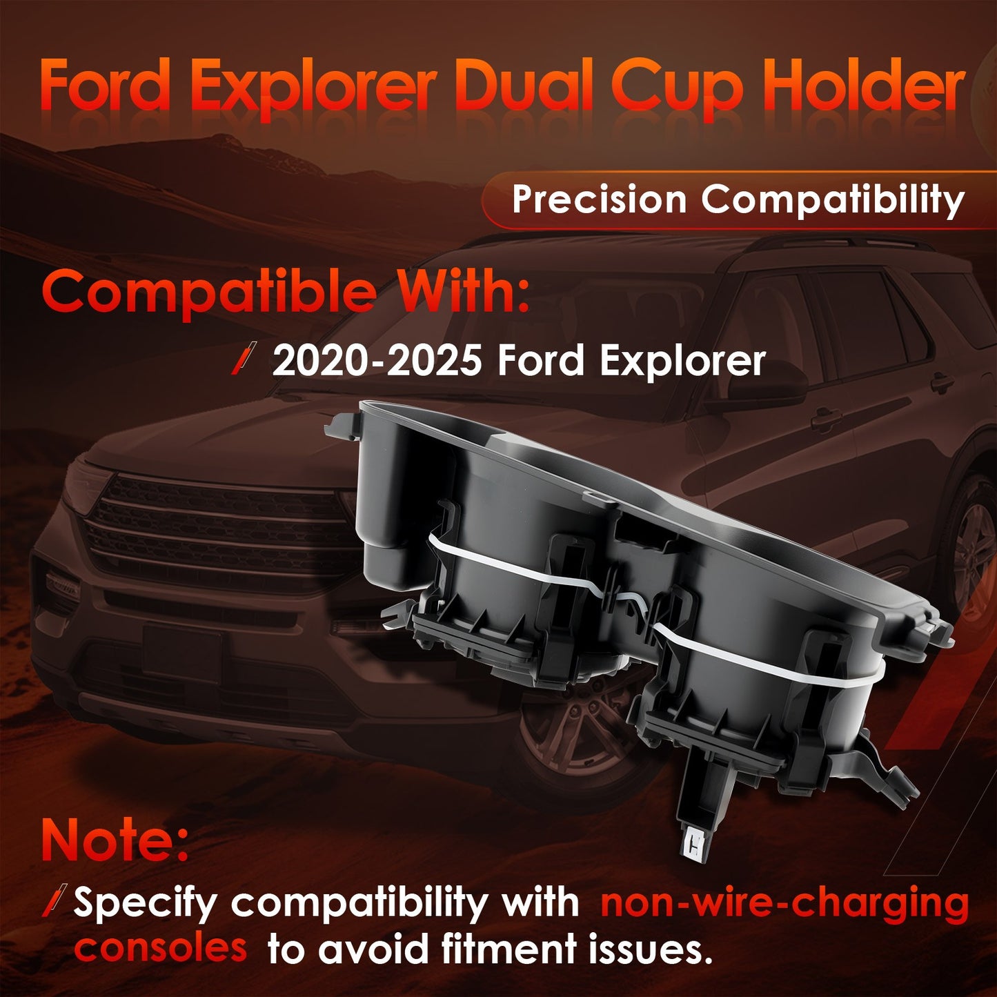 LB5Z-7813562-AB Center Dual Cup Holder Fit Ford Explorer Dual Cup Holder 2020-25