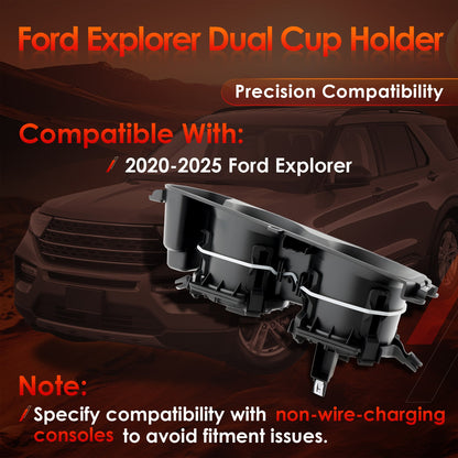 LB5Z-7813562-AB Center Dual Cup Holder Fit Ford Explorer Dual Cup Holder 2020-25