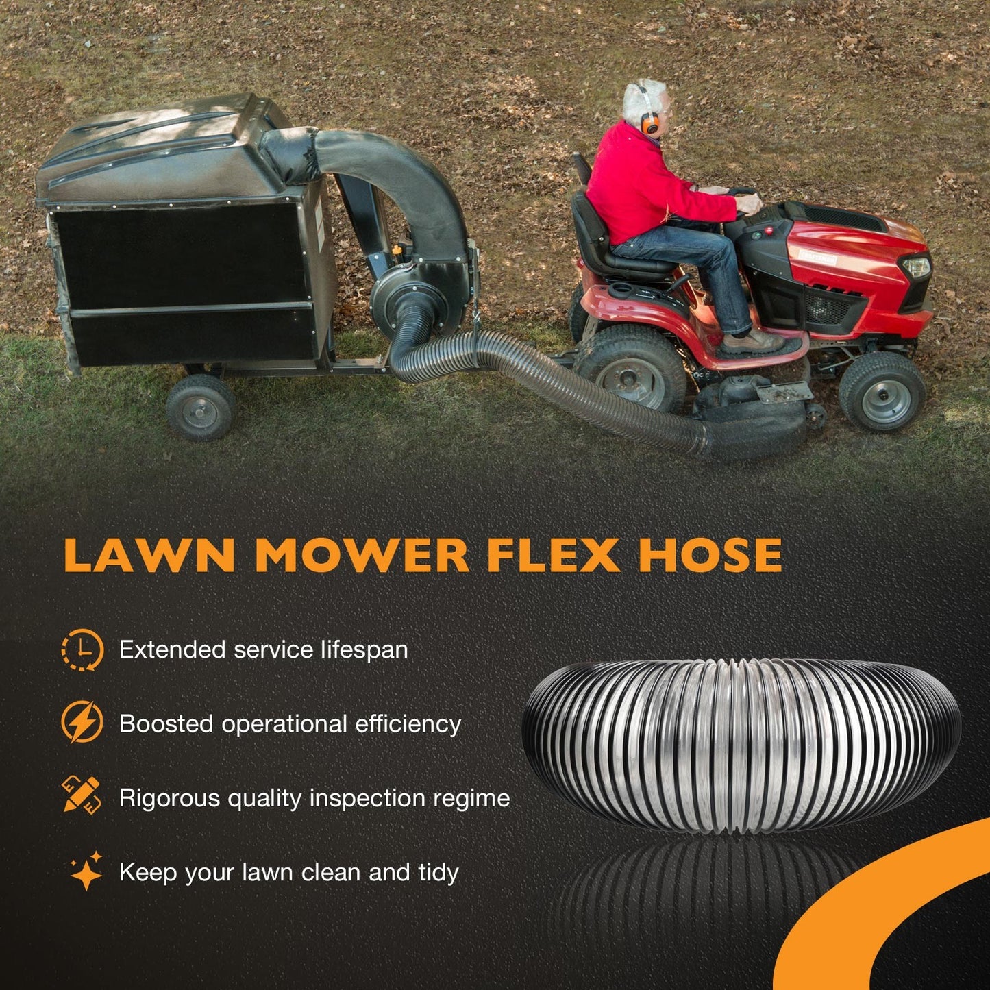 41882 Lawn Vacuum Hose 6"x84" w/ Clamps Fit Agri-Fab Mow-N-Vacs 69860 Clear Hose