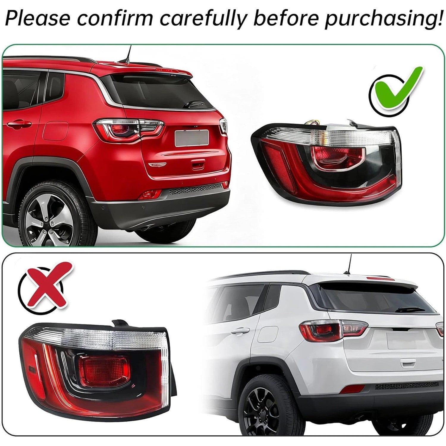 Solid Spare Left Driver Side Rear Tail Light Lamp For Jeep Compass 2017-2020 Brake Light