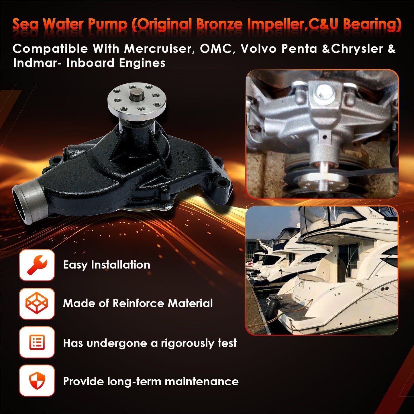 Sea Water Pump For Mercruiser OMC Stern Drive Penta 4.3L 5.0L 8M0113734 8503991
