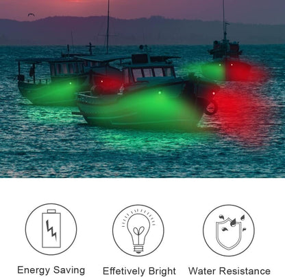 2x Waterproof Red & Green 8 LED Navigation Lights Boat Pontoon Marine Bow Lamp