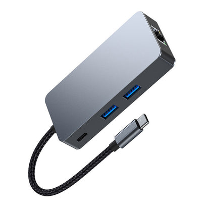 6 in 1 TYPE-C to RJ45 Gigabit USB 3.2 HDMI PD100W Interface Hub for MacBook iPad
