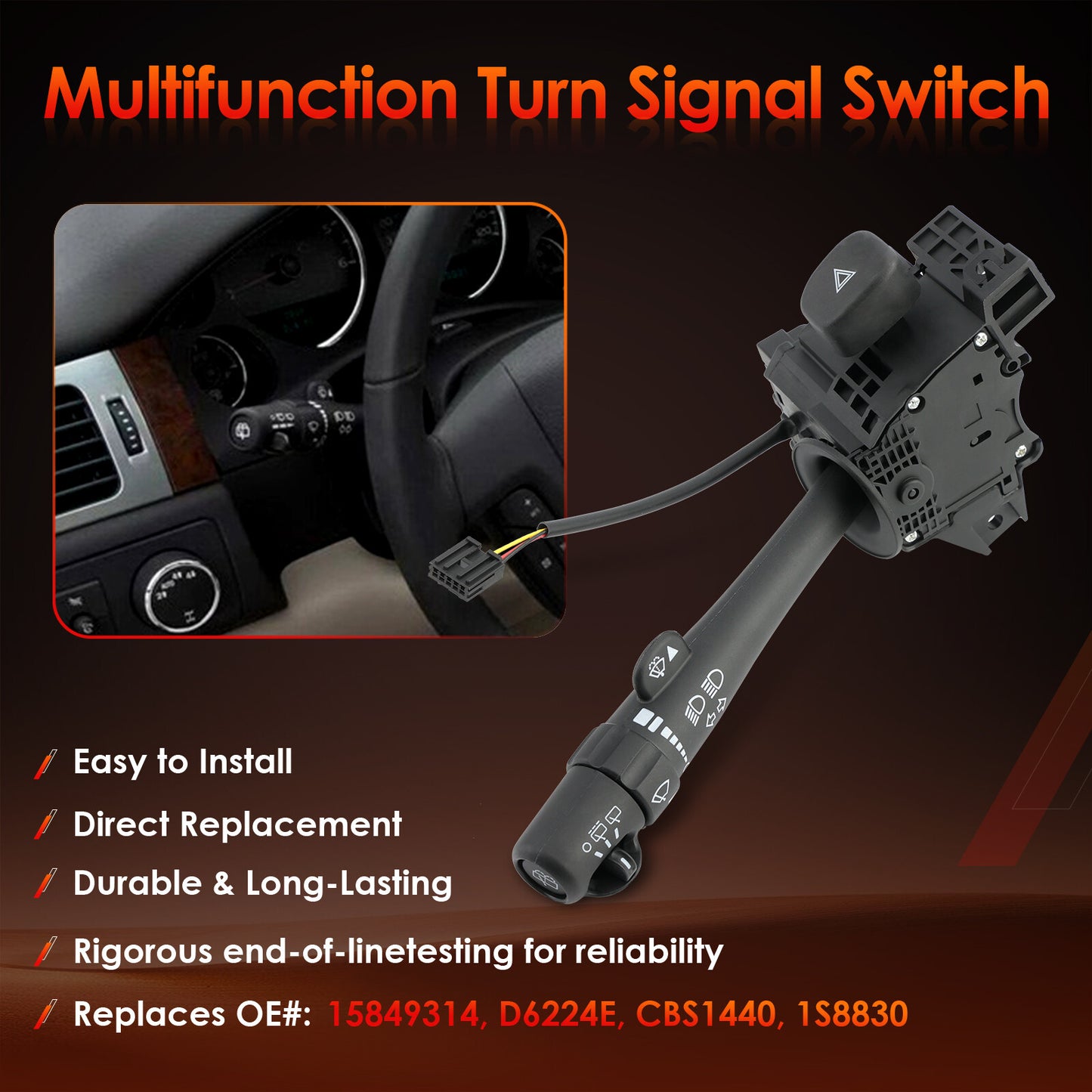 Turn Signal Windshield Wiper Switch For 07-14 Chevy Tahoe Suburban GMC Yukon XL