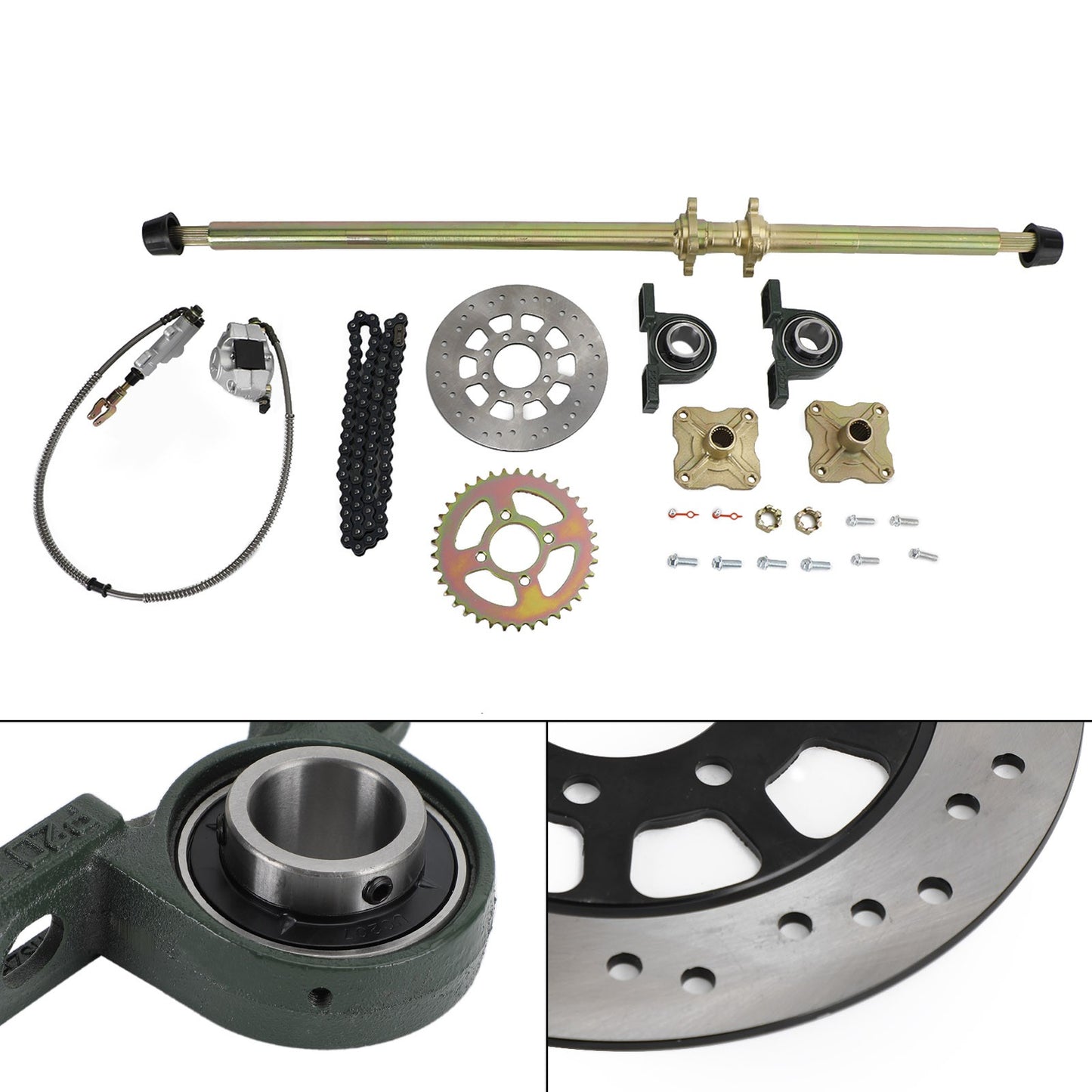44.8 ATV Quad Go Kart Rear Live Axle Kit Sprocket Brake Wheel Hub Brake Assembly