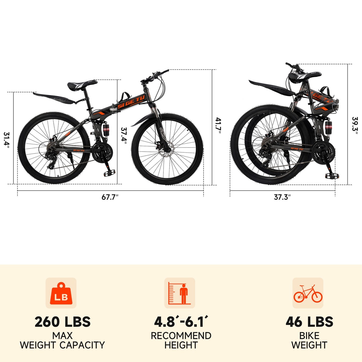 26" wheels 27 speed double disc brake folding mountain bike MTB for adults