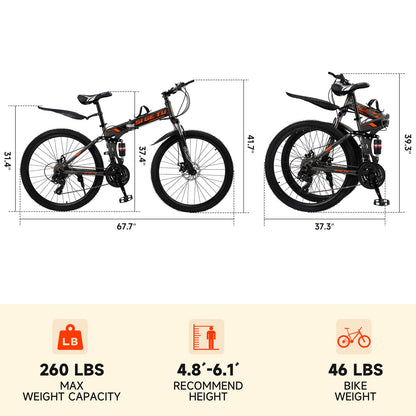 26" wheels 27 speed double disc brake folding mountain bike MTB for adults